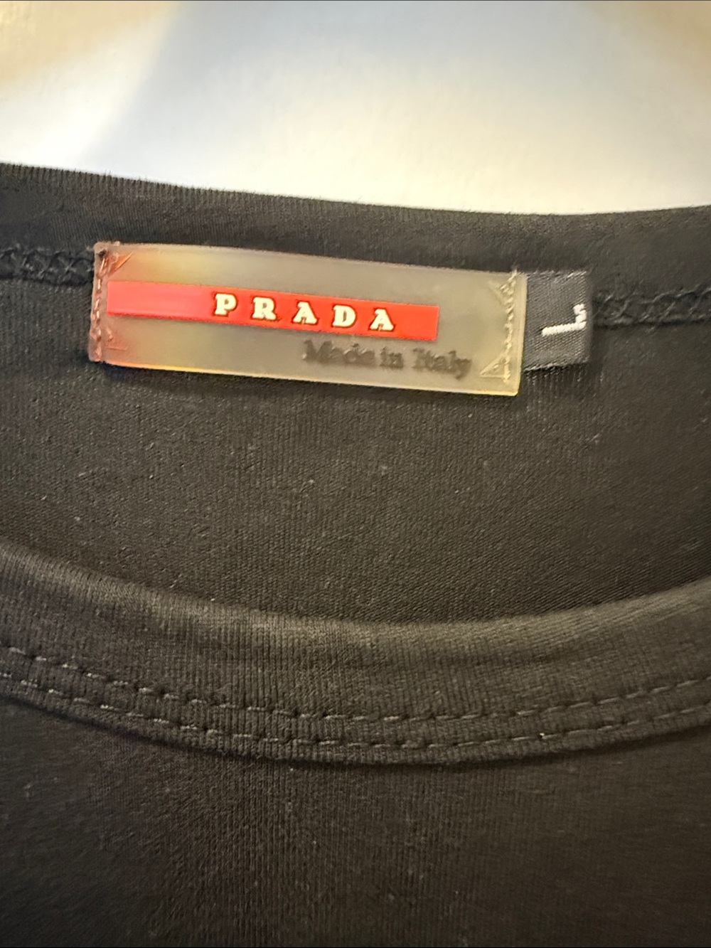 Prada Black Short-Sleeve Logo Tee with Embroidered Logo - Picture 3 of 4